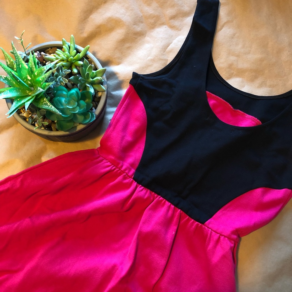 NWOT OOTD Black and Pink Color Block Dress